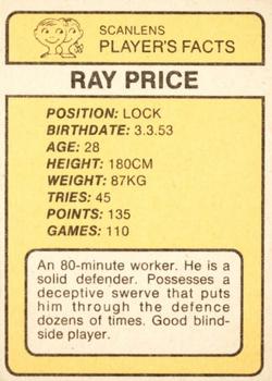 1981 Scanlens #96 Ray Price Back